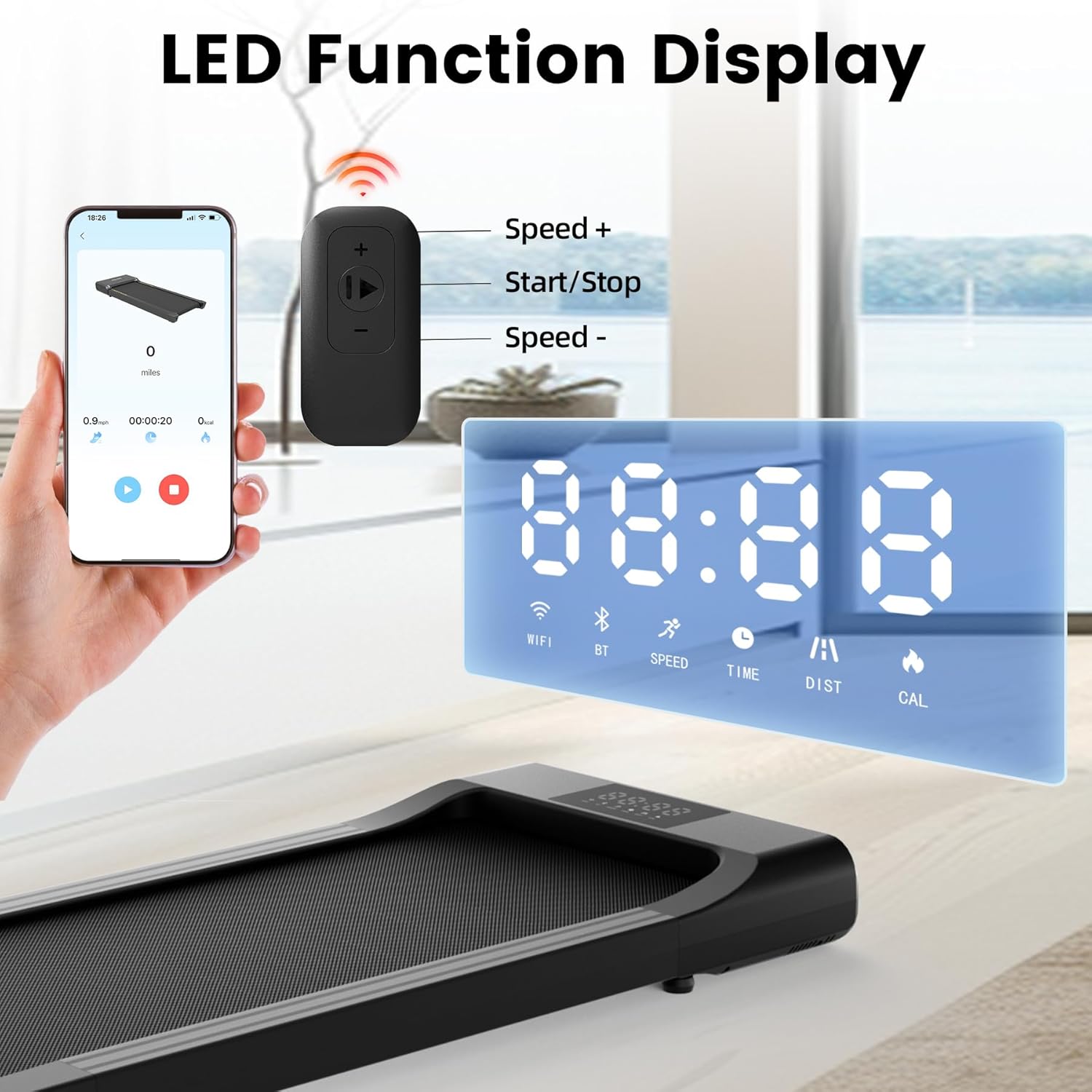 Walking Pad Under Desk Treadmill with Remote Control LED Display Y31912