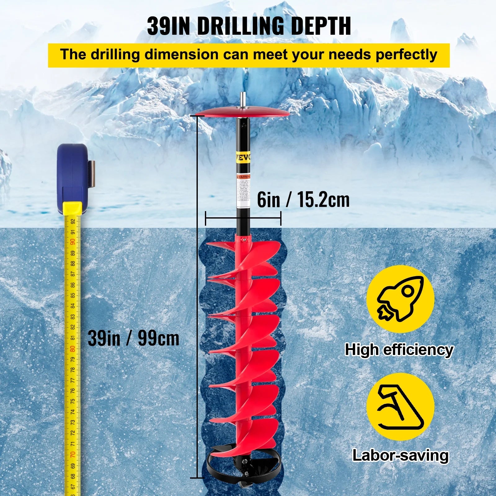 6'' Nylon Ice Auger with 11.8" Extension Rod F506