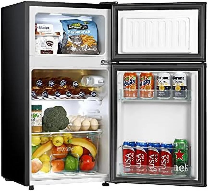 3.2 Cu.ft Mini Fridge with Freezer 2 Door Compact Refrigerator (Black) B30701