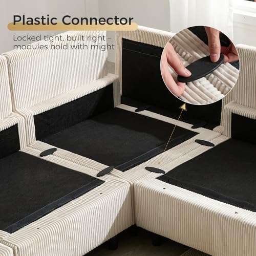 Modular Sectional Sofa Bed with Storage Ottoman, Beige H709781