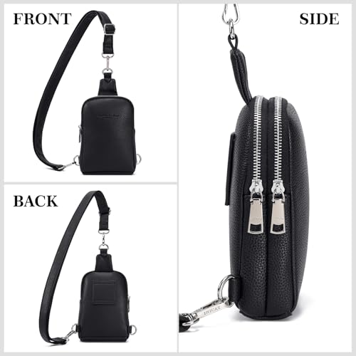 Small Crossbody Sling Bag Vegan Leather Fanny Pack (Retro Black) H96824