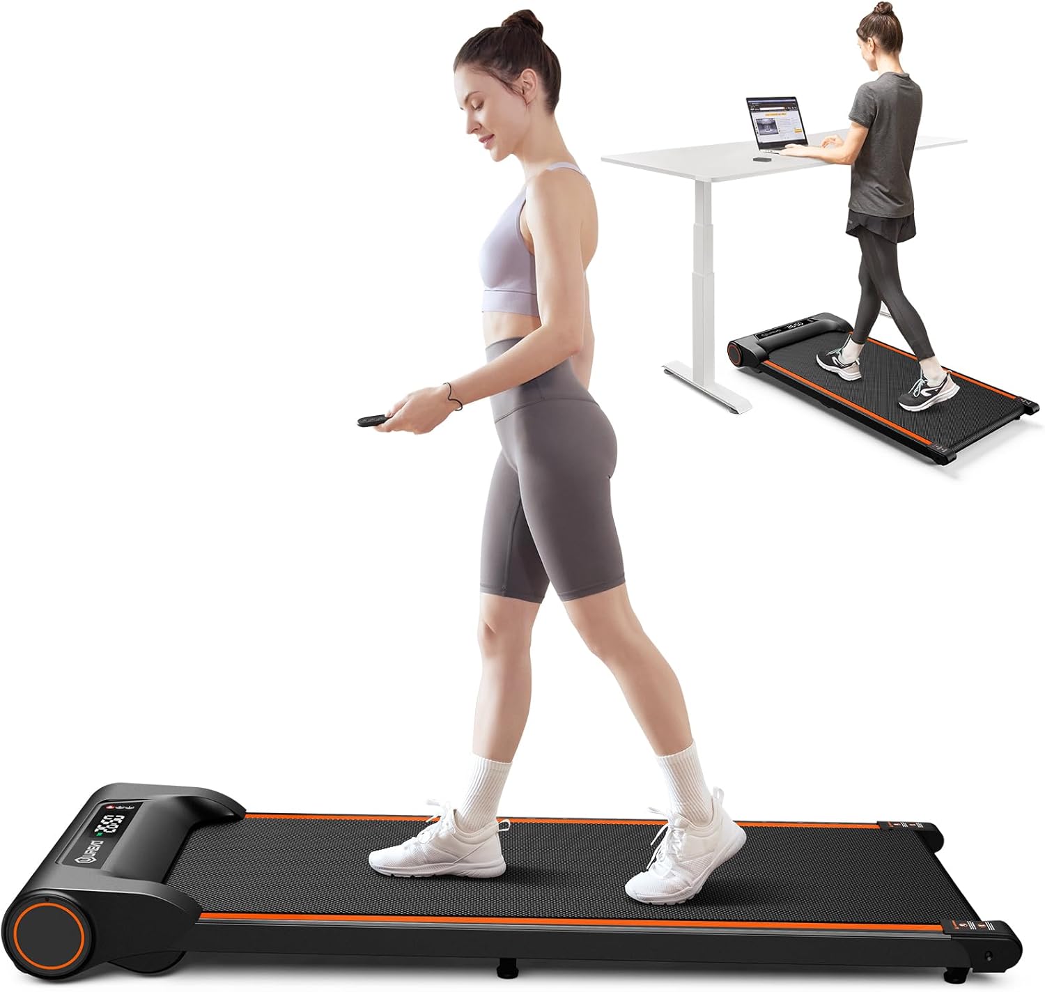 Under Desk Treadmill Walking Pad Portable 2.25HP Orange Z78705