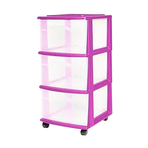 3-Tier Clear Plastic Storage Organizer Cart with Wheels F109558