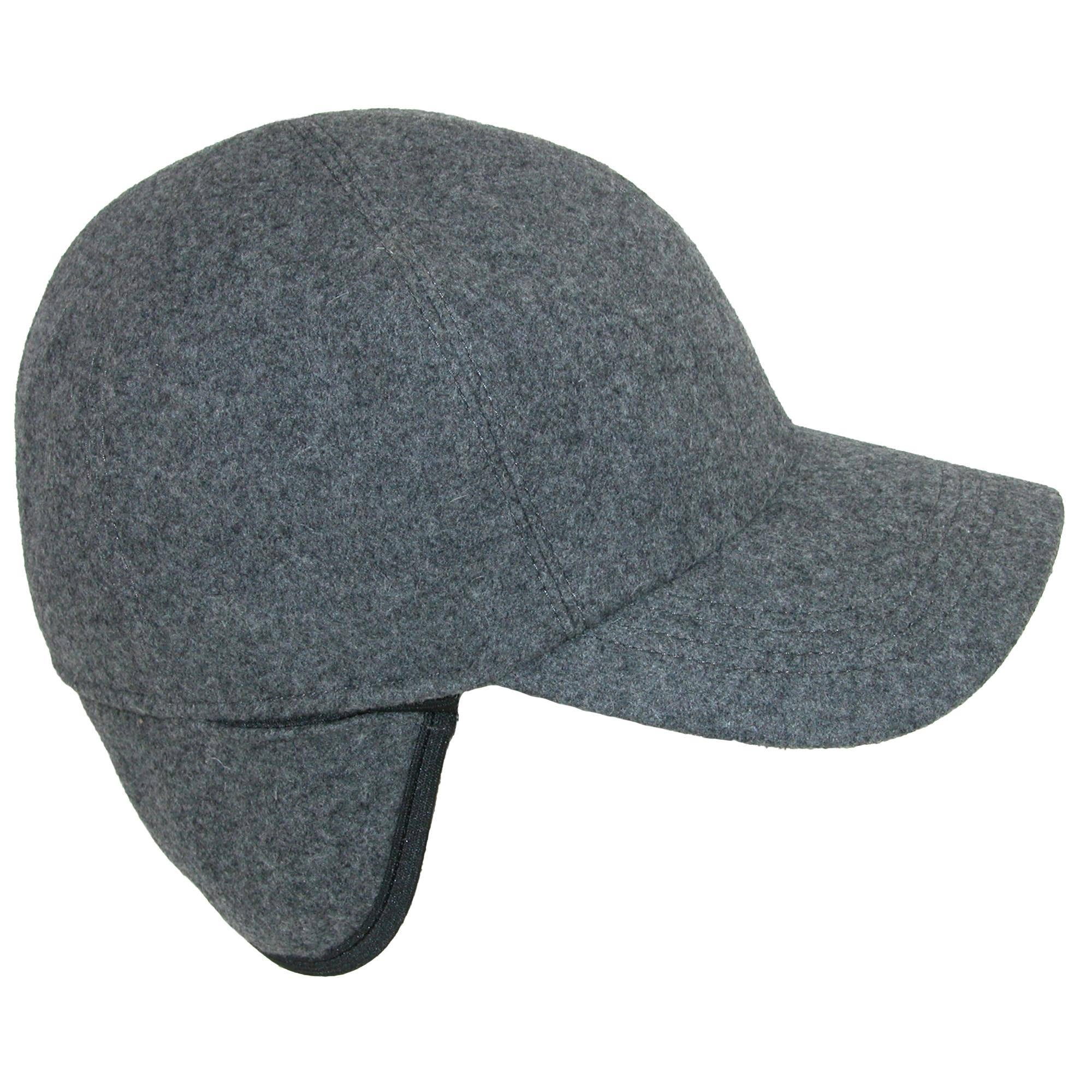 Grey Wool Baseball Cap with Earflaps Size 62 T69547