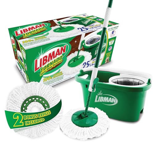 Spin Mop System with Bucket and Wringer, Includes 2 Replacement Heads R79205