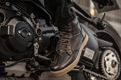 Leather Motorcycle Shoes with Side Zipper F674716