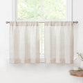 Natural Waffle Linen Kitchen Curtains 24 Inch Length 2 Panels F395