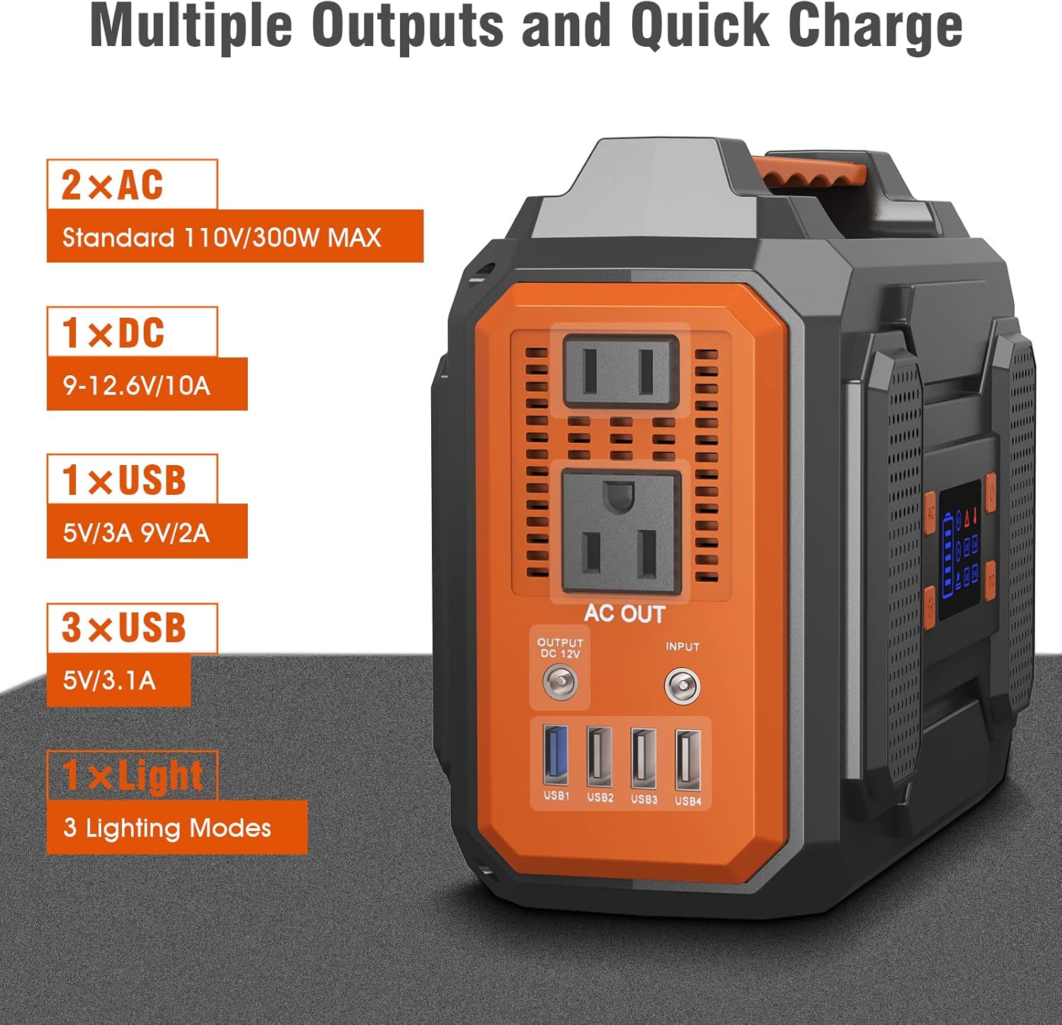 Portable Power Station 300W 280Wh 75000mAh Lithium Battery Backup Power Source with Flashlight D97633