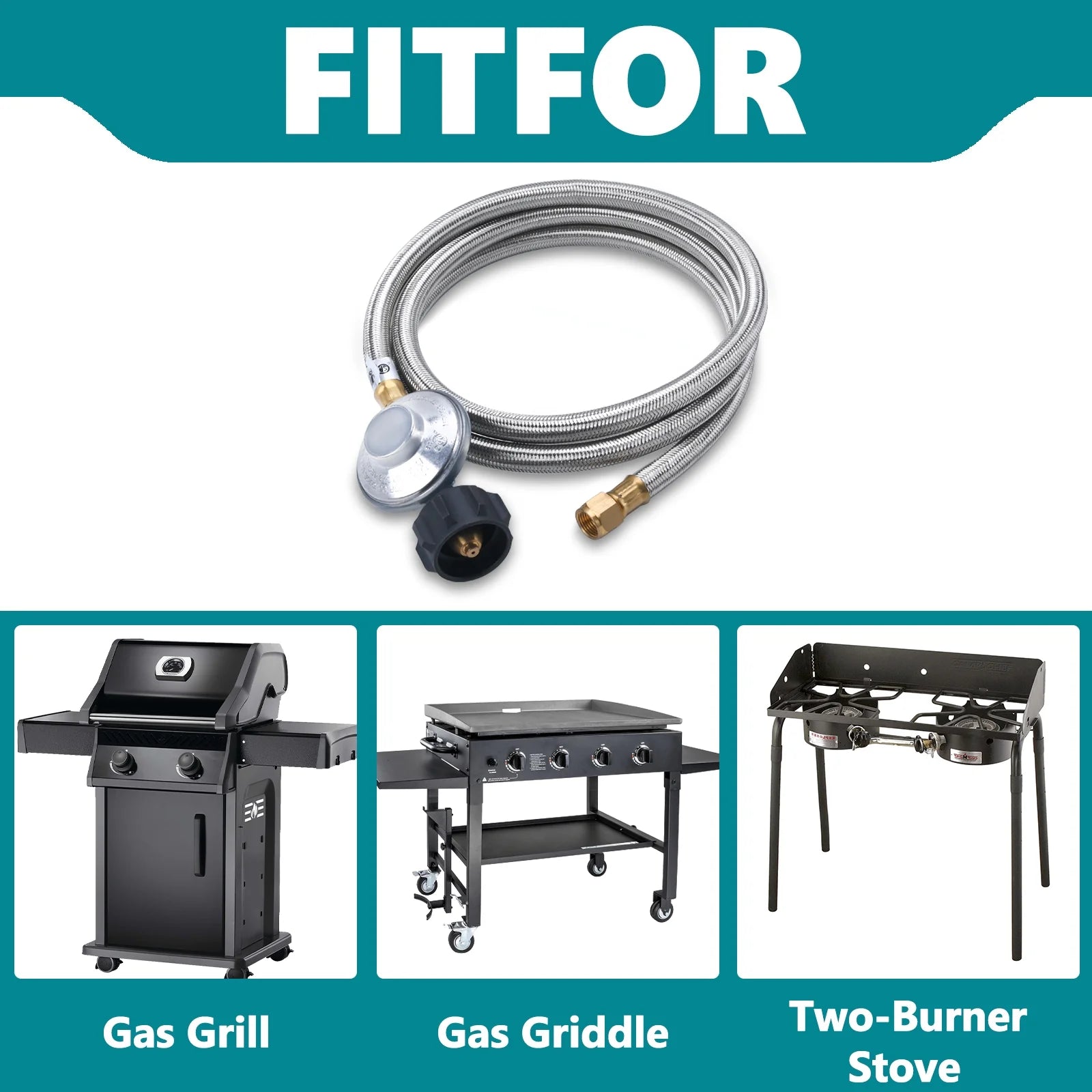 6Ft Propane Regulator and Hose, 3/8" Female Flare A37597