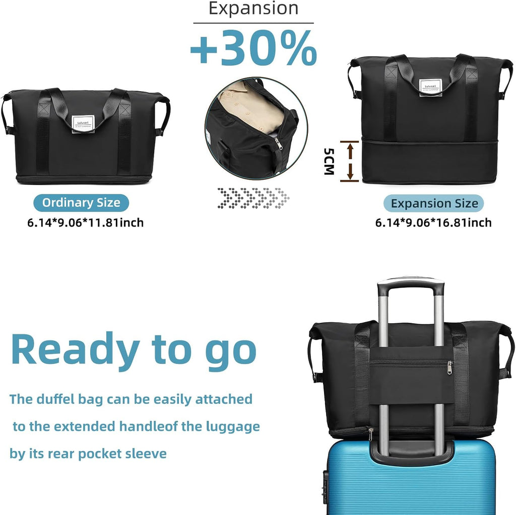 Blue 3 Piece Expandable ABS Suitcase Set with Travel Bag S42718
