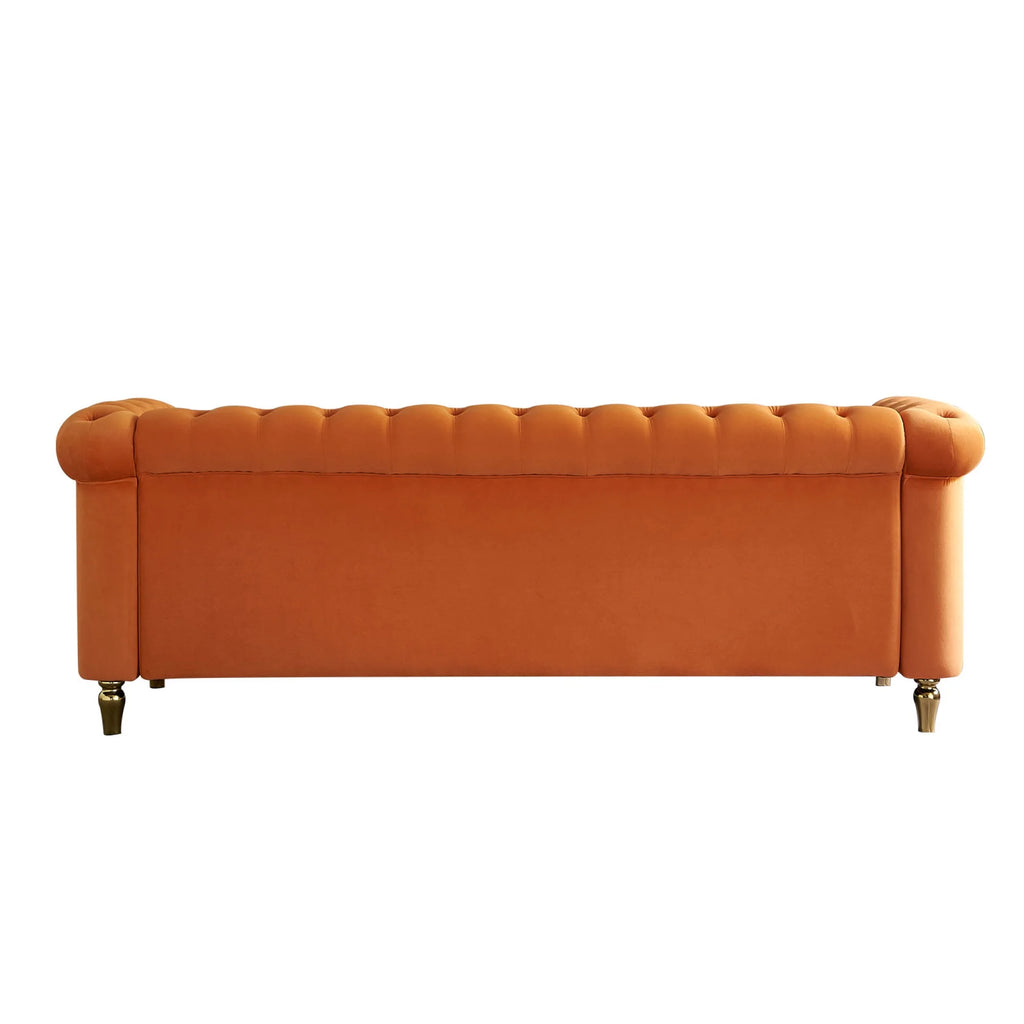 Orange Velvet Sofa 84.65 inch I784