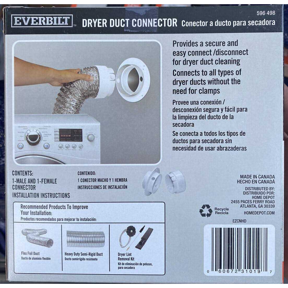 4 in Dryer Duct Connector D762