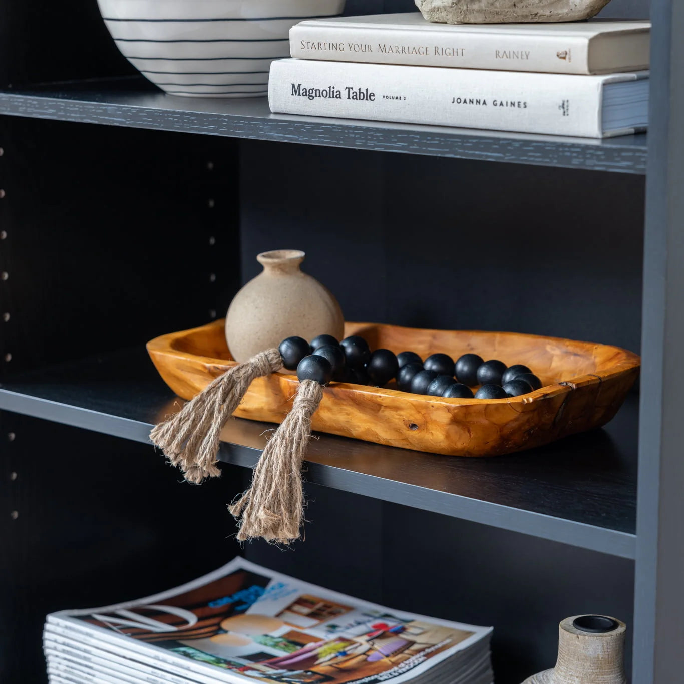 3-Shelf Bookcase with Adjustable Shelves, Black Oak E77347