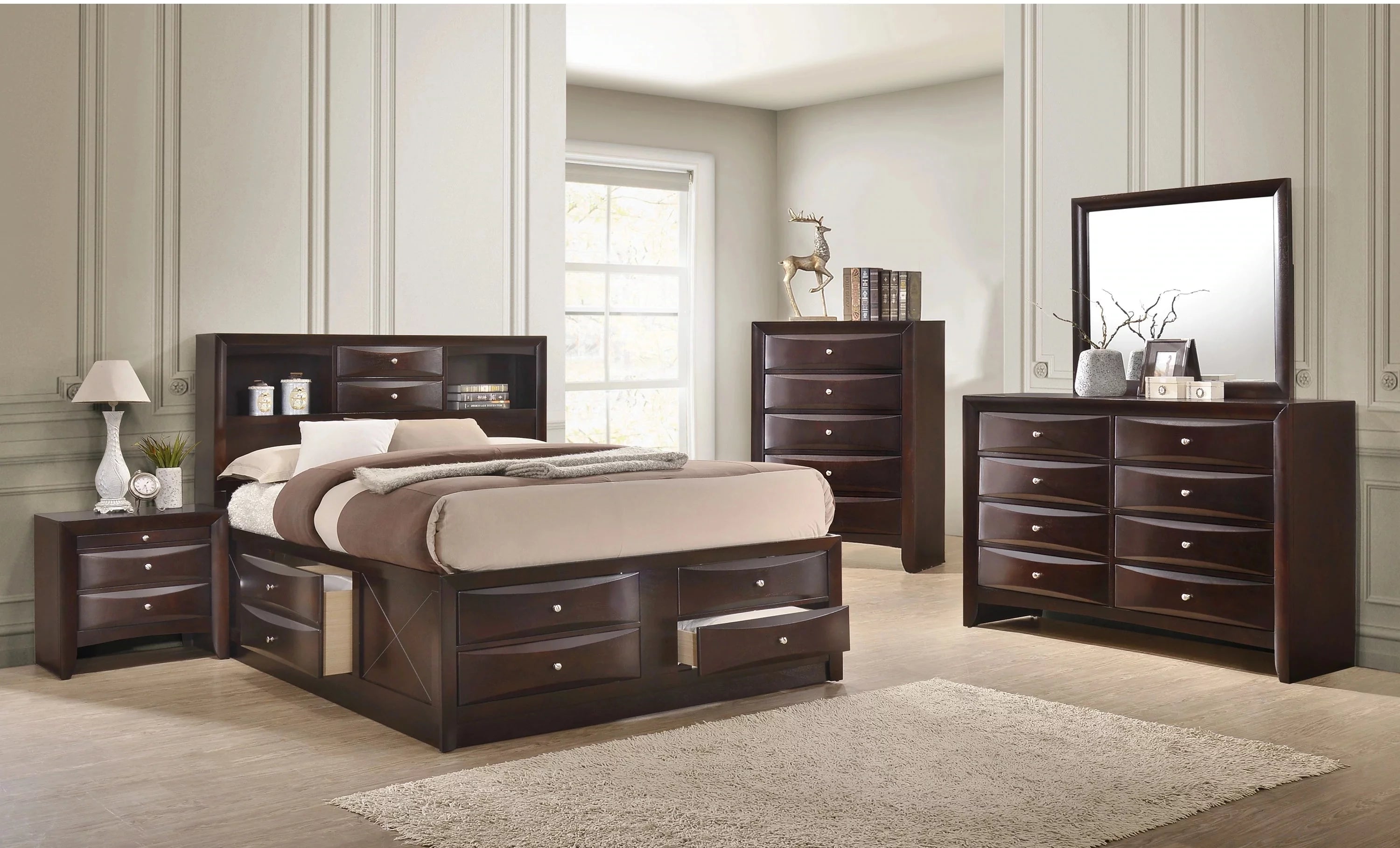 Queen Size Wooden Captains Bed with Storage Drawers V99722