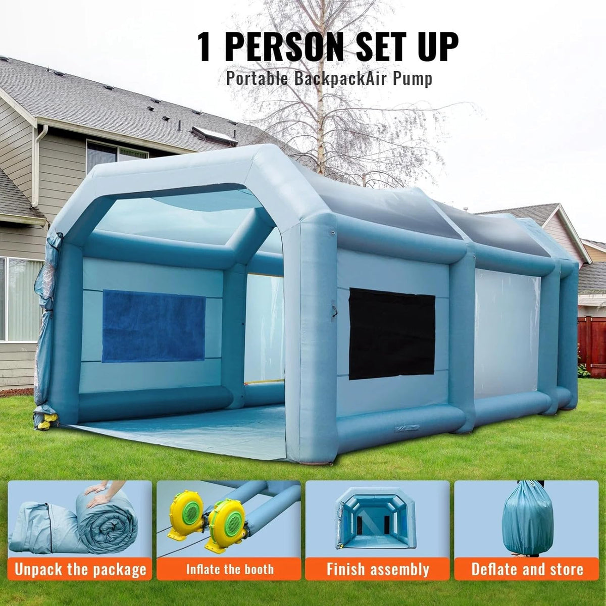 20x10x8ft Inflatable Spray Booth with Blowers Air Filter System Q437