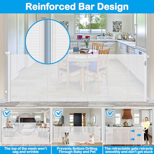 Reinforced 42 Inch Extra Tall Retractable Dog Gate Y460100