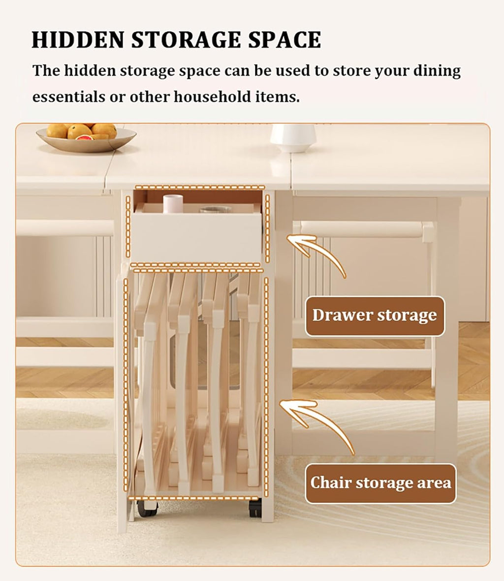 Folding Dining Table with 4 Chairs and 1 Storage Drawer X619732