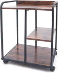 Brown 3-Shelf Rolling Printer Stand with Wheels F59244