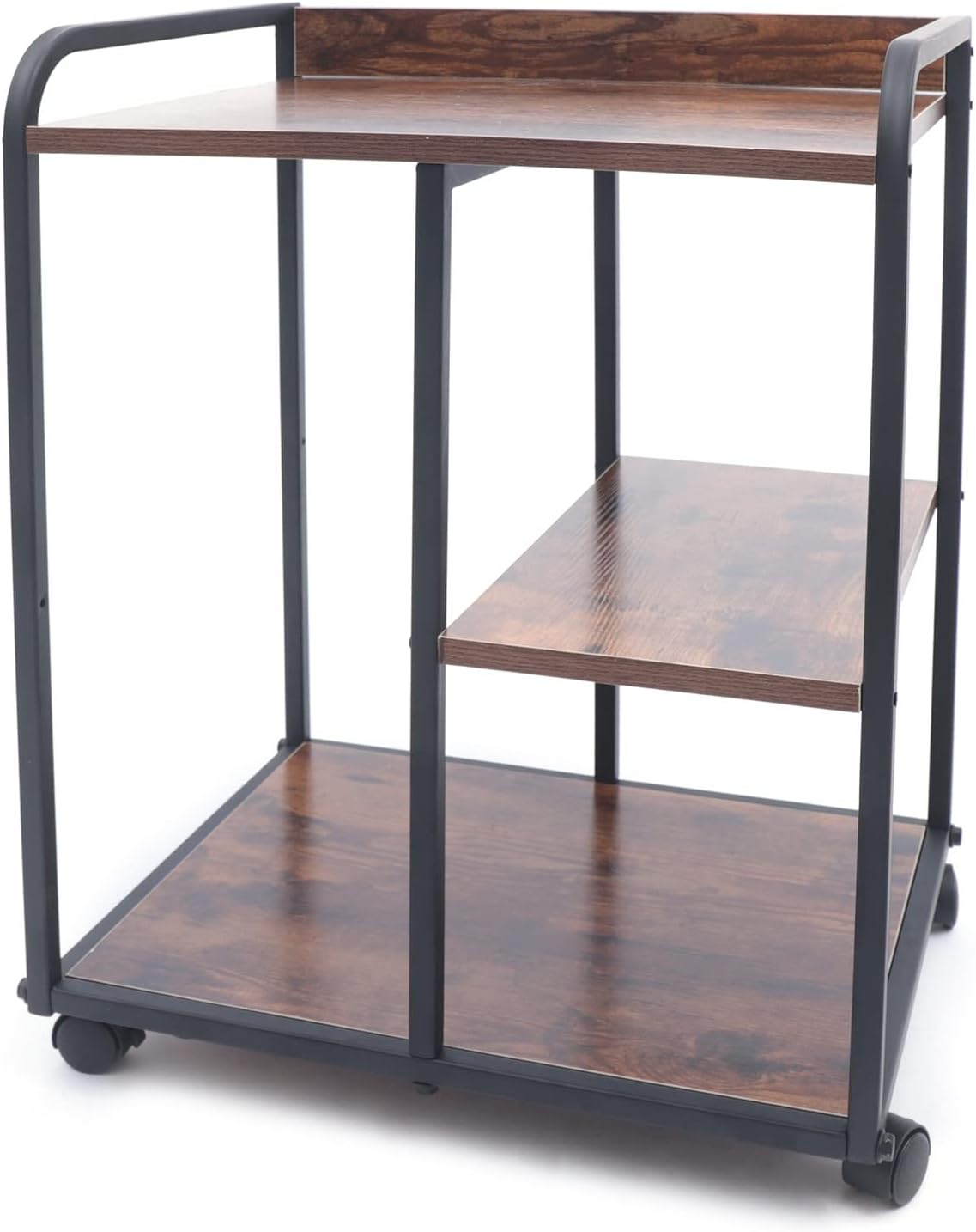 Brown 3-Shelf Rolling Printer Stand with Wheels F59244