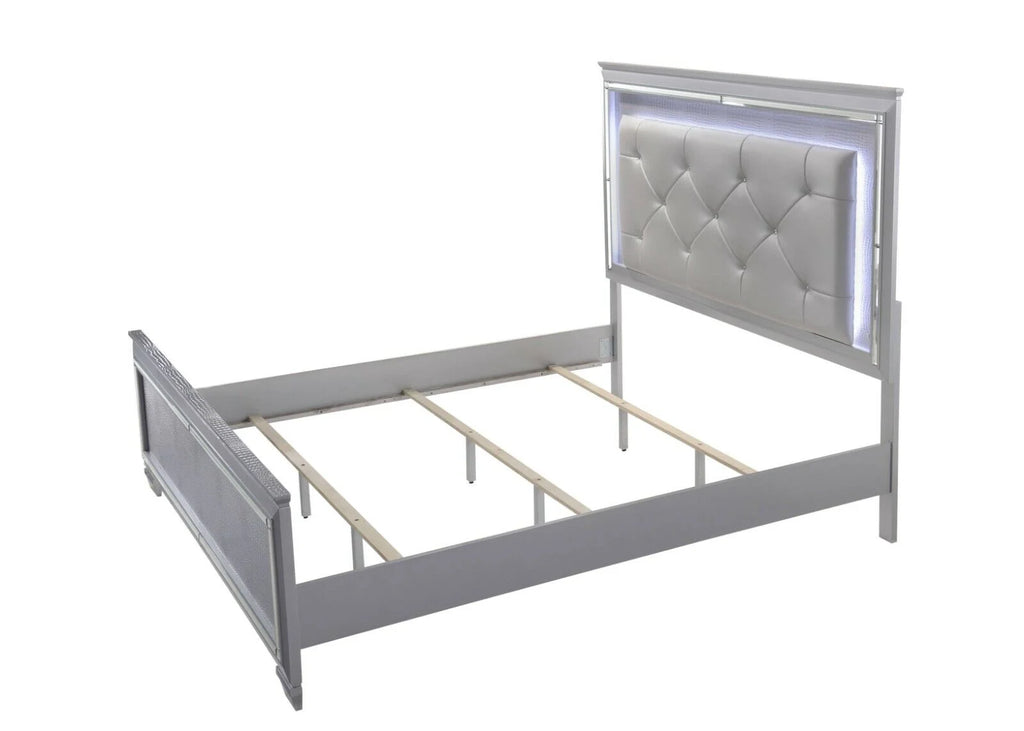 3pc Queen Size LED Upholstered Wood Bedroom Furniture Set A339447
