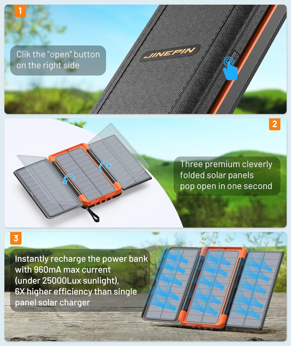 46800mAh Solar Charger with 4 Cables and LED Display K6397