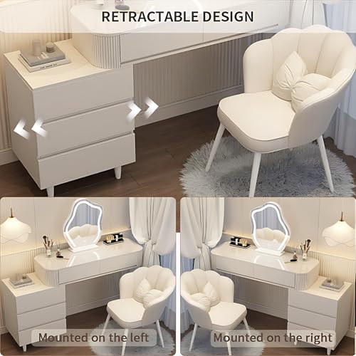 Vanity Table with Drawers and LED Mirror, Solid Wood, 40" G788
