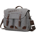 Mens 15.6 Inch Waxed Canvas Genuine Leather Briefcase Shoulder Bag Black Gray K3970