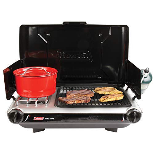 Coleman Tabletop 2-in-1 Camping Grill/Stove, 2-Burner Propane Grill & Stove with Adjustable Burners F83327