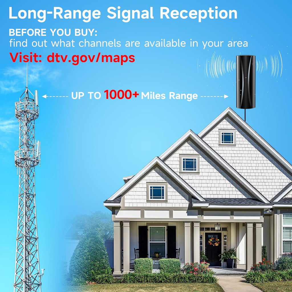 Digital TV Antenna with Amplifier Signal Booster and Coaxial Cable D23139