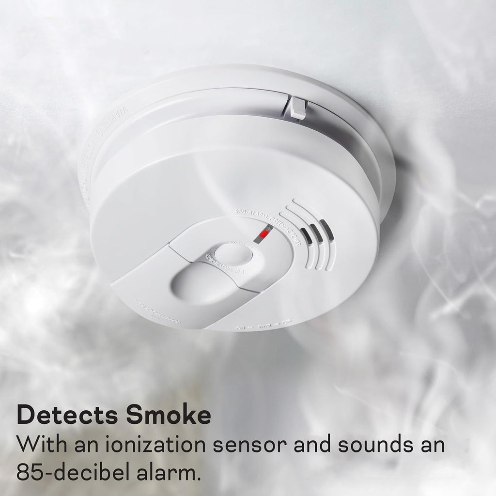 White AC Hardwired Smoke Detector Alarm with 9V Back up and Front Load Battery Door L5470