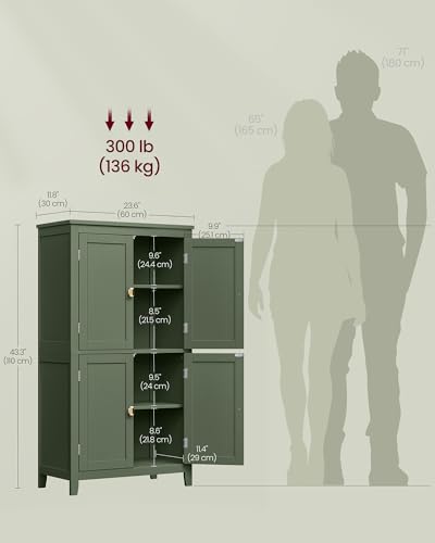 Forest Green 4 Door Freestanding Bathroom Storage Cabinet with Adjustable Shelves L6170