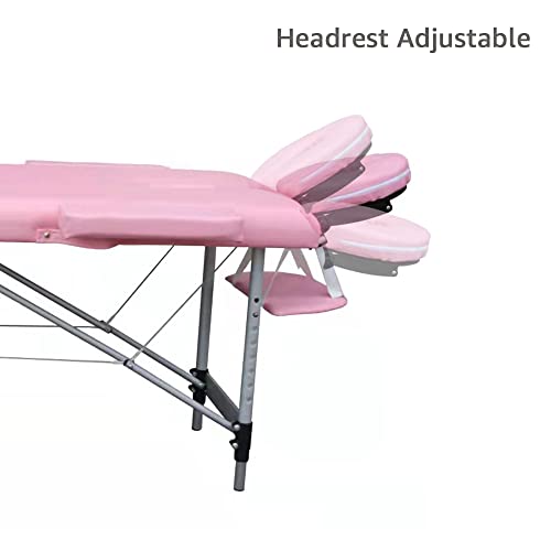 Pink 84in 3 Folding Aluminum Frame Portable Massage Bed I953