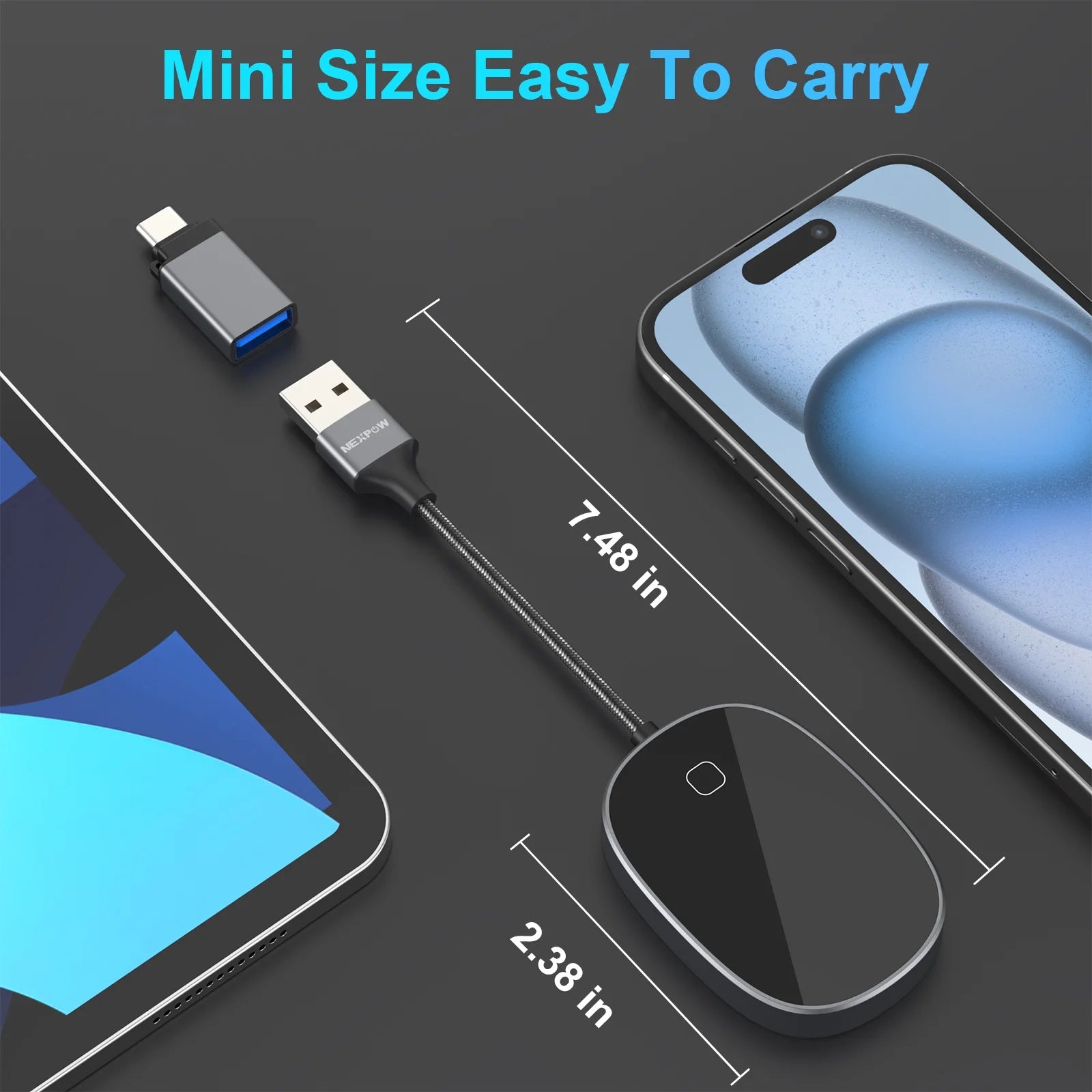 2 in 1 Wireless CarPlay & Android Auto Car Adapter, Grey K54224
