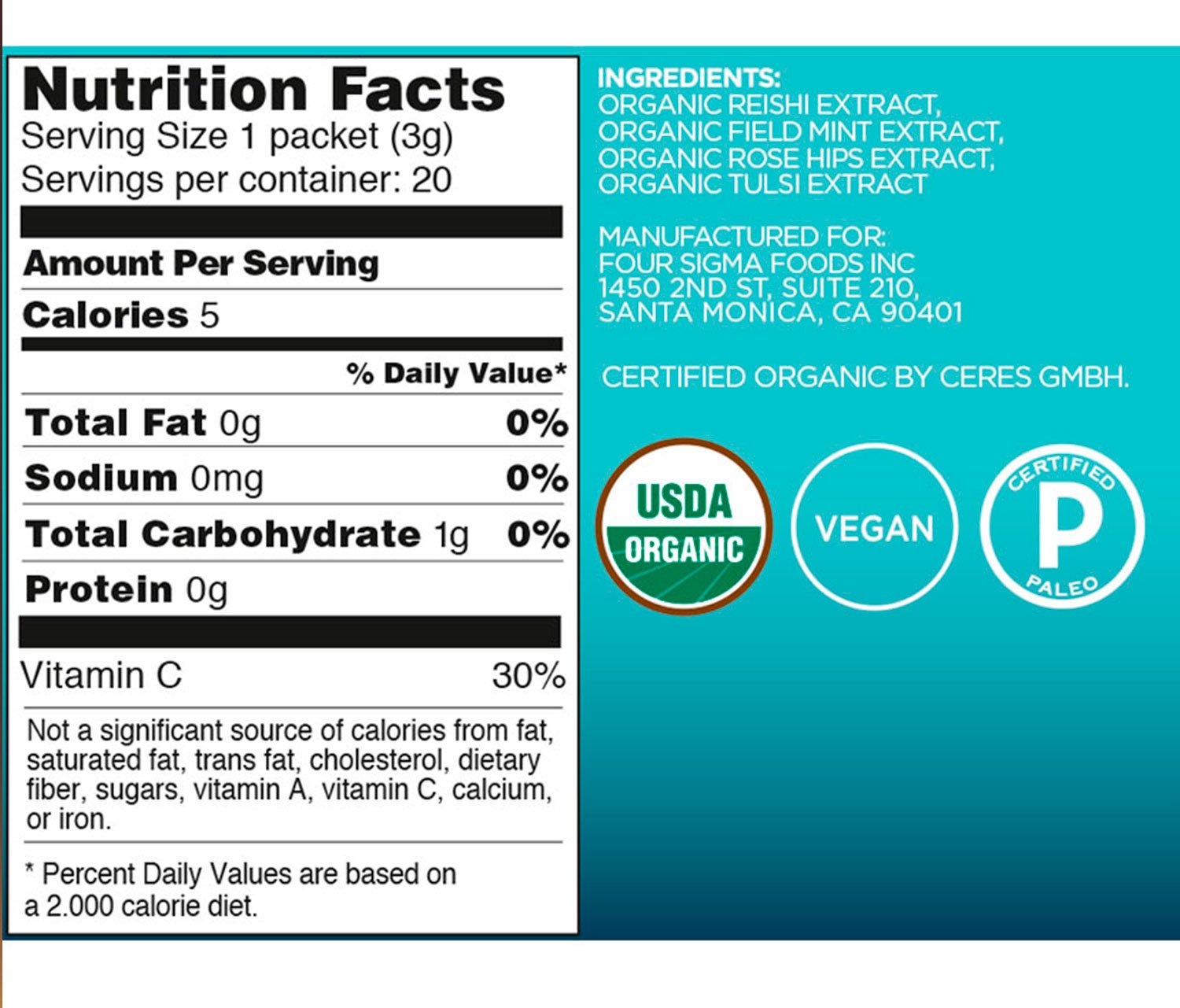 Reishi Mushroom Elixir, USDA Organic, 20 Count M533367