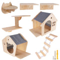 Cat Wall Shelves Set of 7 Wall Mounted Cat Furniture with Cat Scratching Post T7339