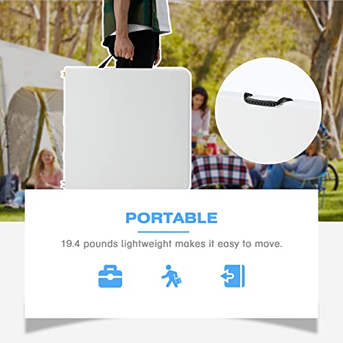 4ft Portable Plastic Folding Table with Adjustable Height I755758