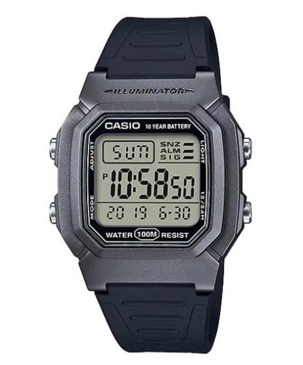 Silver Black Dual Time Digital Watch Q95278