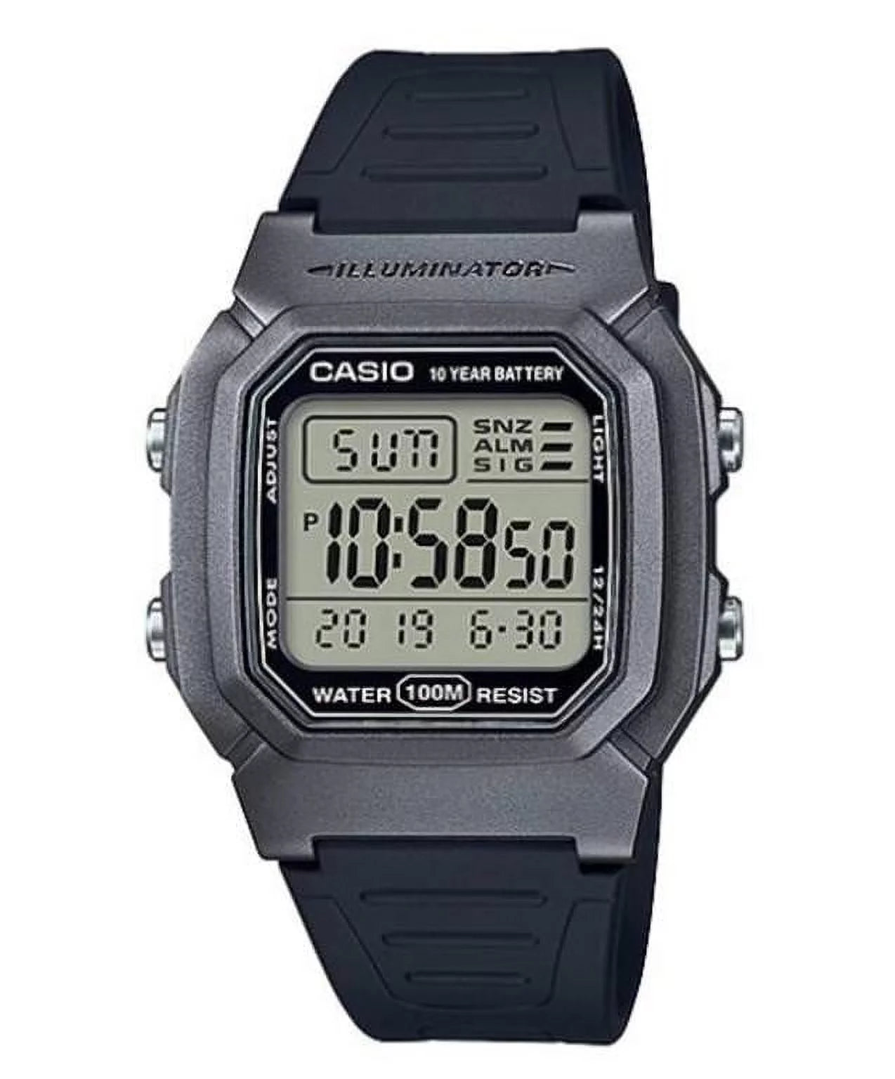 Silver Black Dual Time Digital Watch Q95278