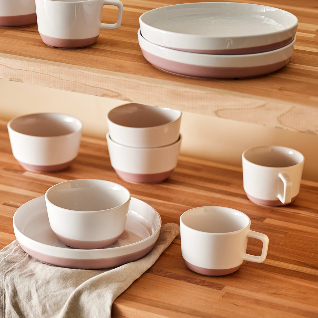 10-inch Porcelain Coupe Dinner Plate, Set of 4, Pink P346