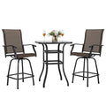 Black 5 Piece Patio Bar Set with Glass Table and 4 Swivel Chairs W4450