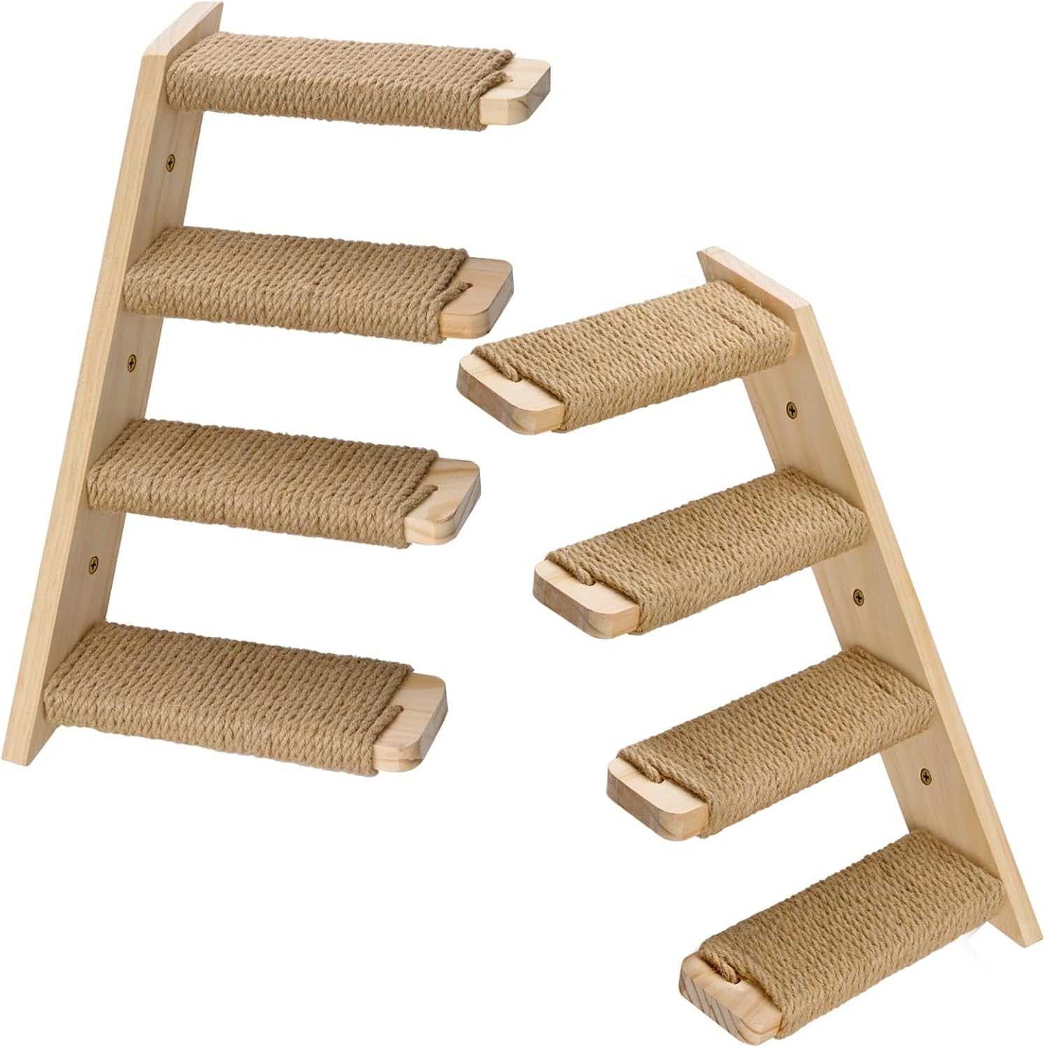 2 Pack 4 Steps Cat Wall Shelves with Eco-Friendly Sisal Rope A259871
