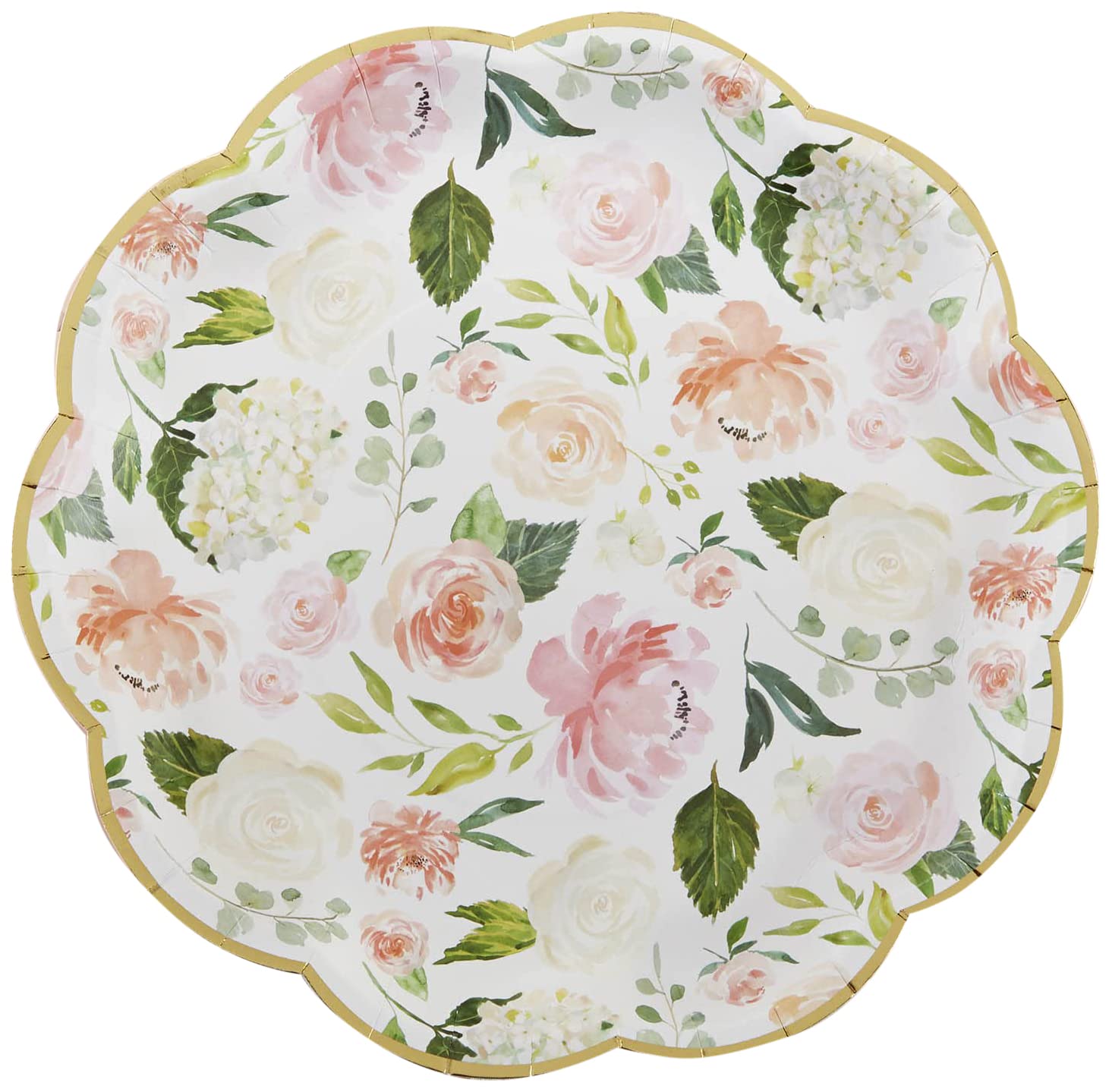 Pink Floral Paper Plates (Set of 16) and Paper Cocktail Napkins (Set of 30) R6280