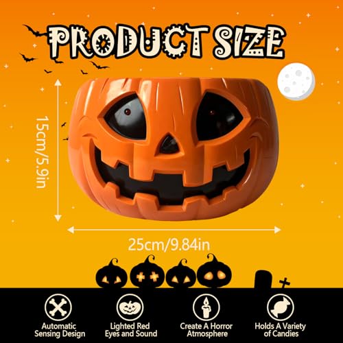 Halloween Candy Bowl with Moving Skull Hand and Glowing Red Eyes Q930983