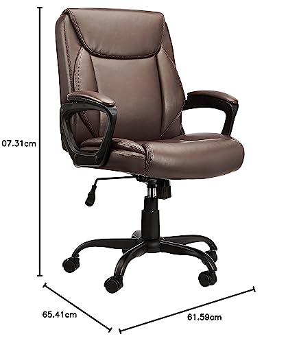 Black PU Padded Mid-Back Height Adjustable Office Desk Chair with Armrest H321