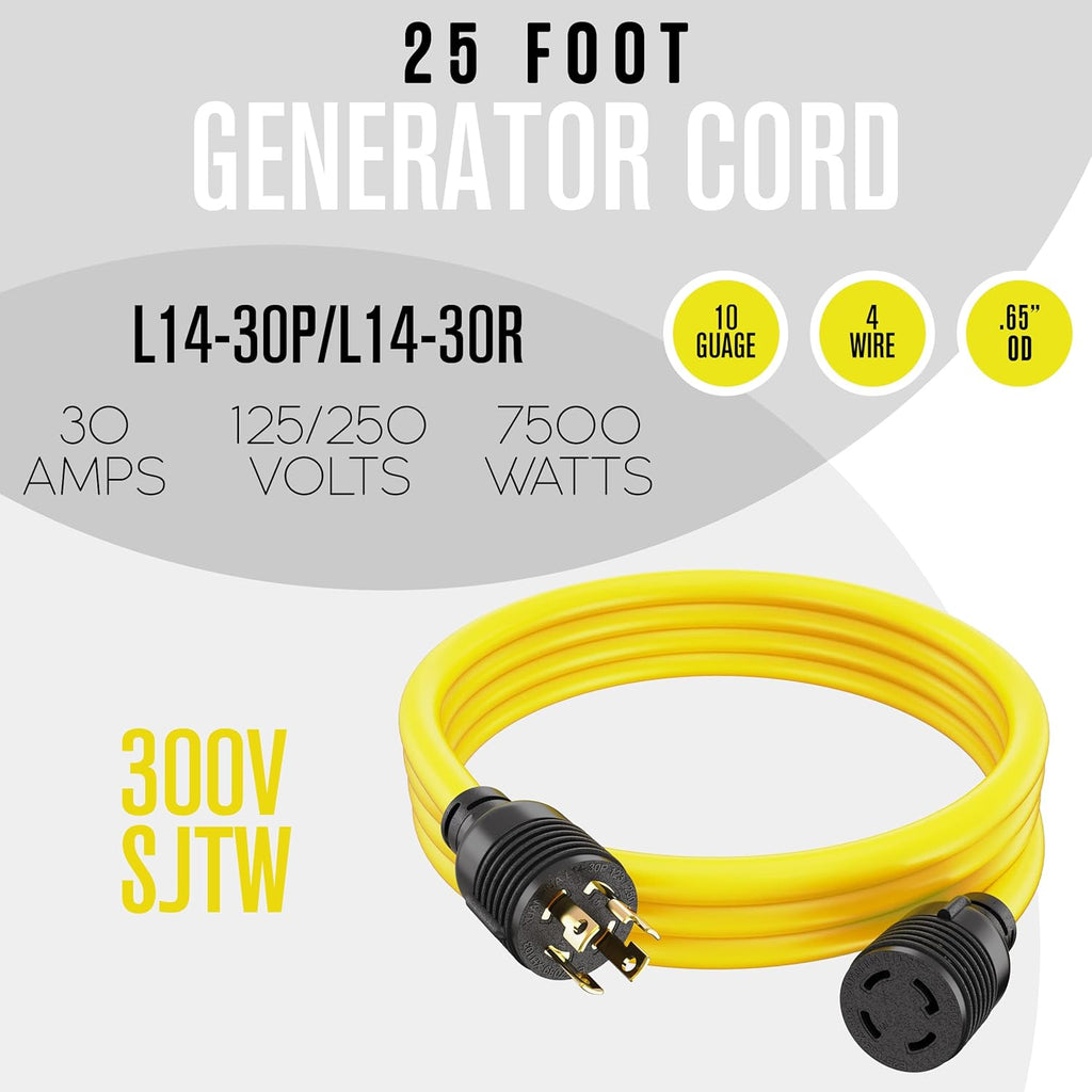 30 Amp 25 Ft 4 Prong Generator Extension Cord K594979