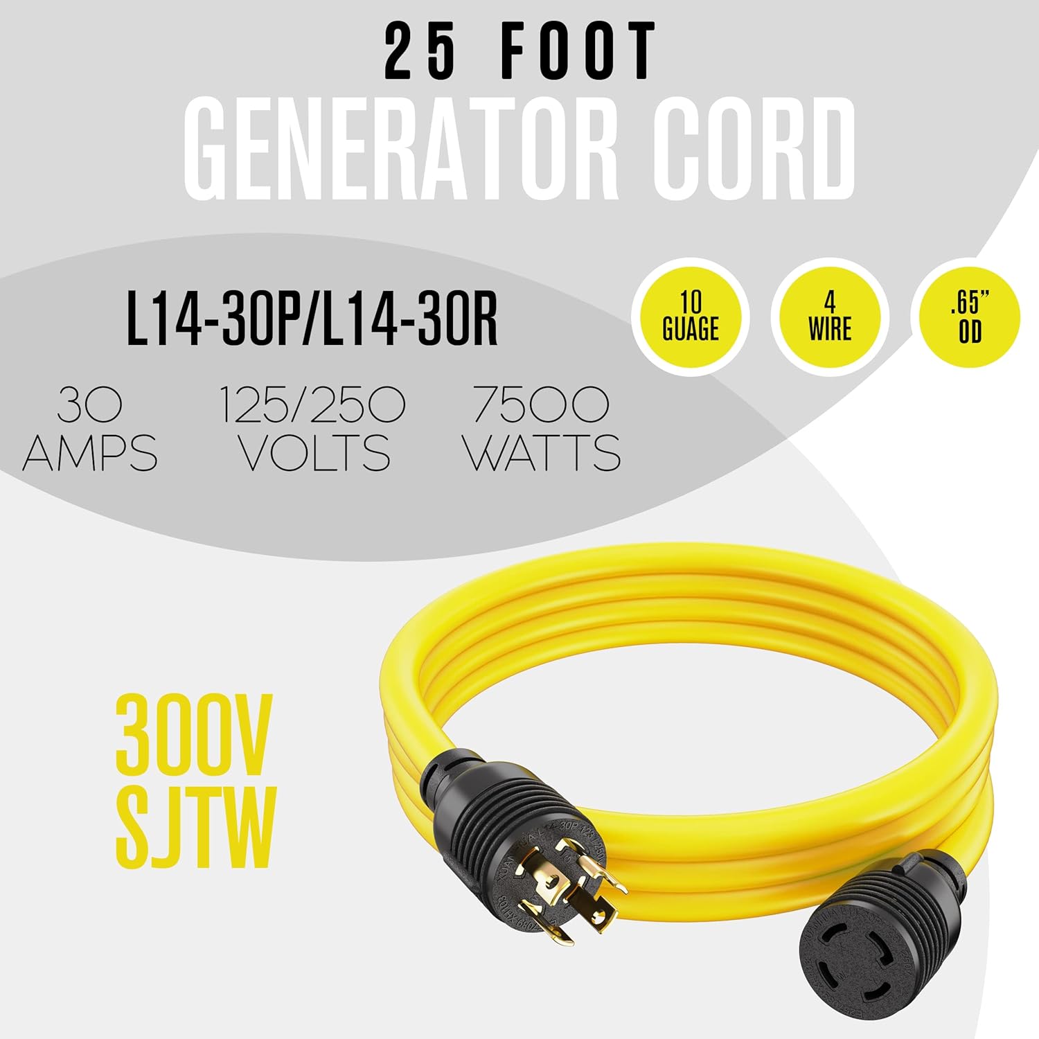 30 Amp 25 Ft 4 Prong Generator Extension Cord K594979