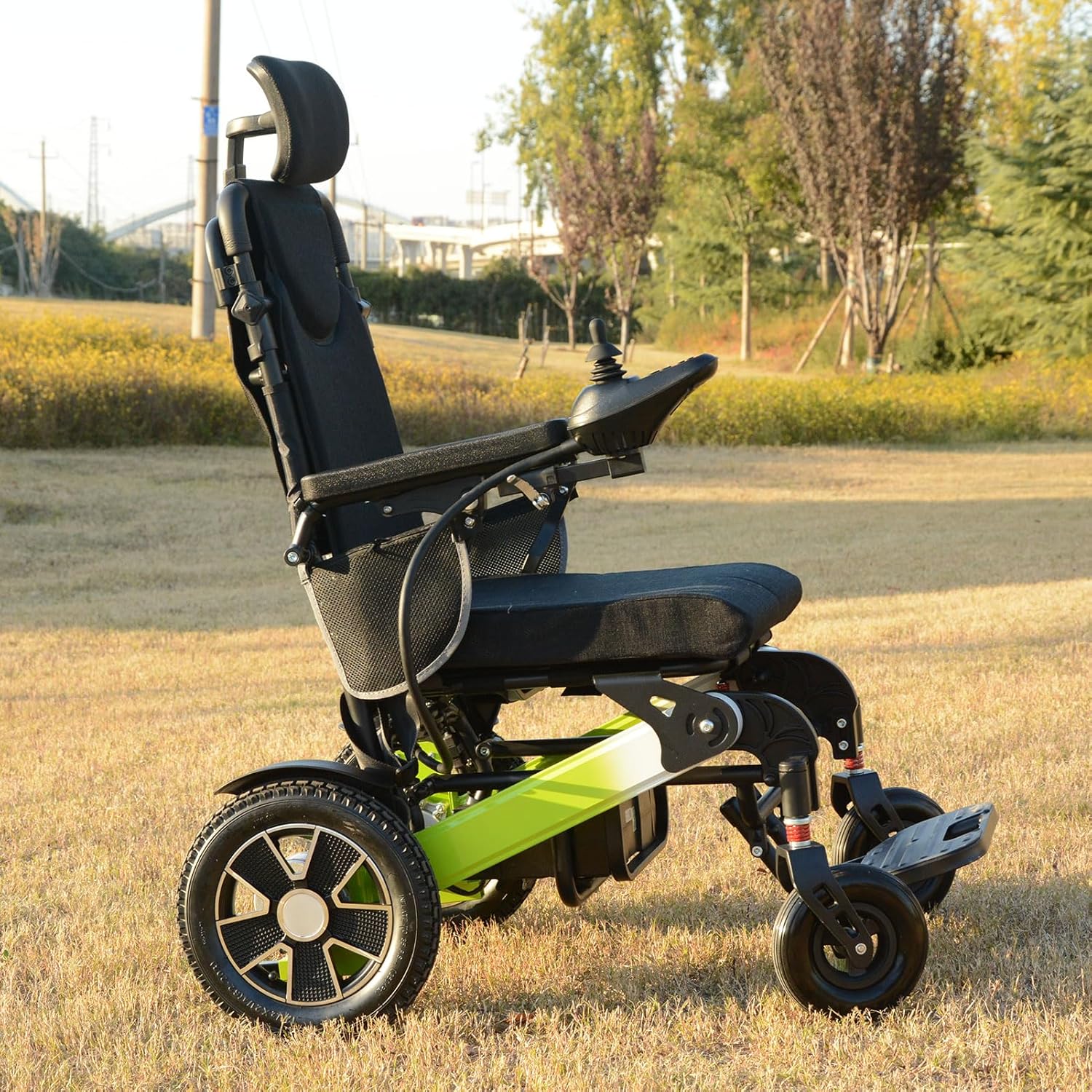 500W Reclining Electric Wheelchair, 21 Miles Travel Range, Foldable All Terrain Motorized Wheelchair F233