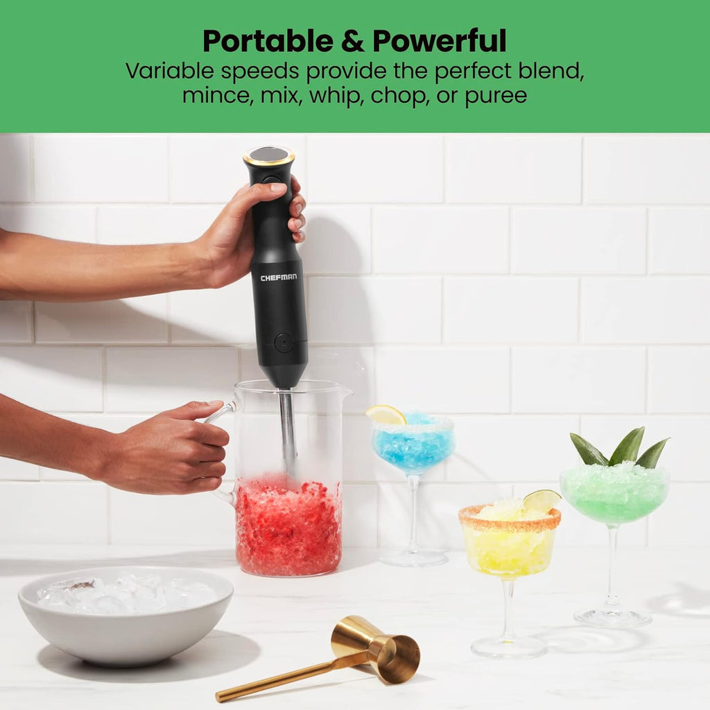 Black Cordless Immersion Blender with Stainless Steel Blades N446