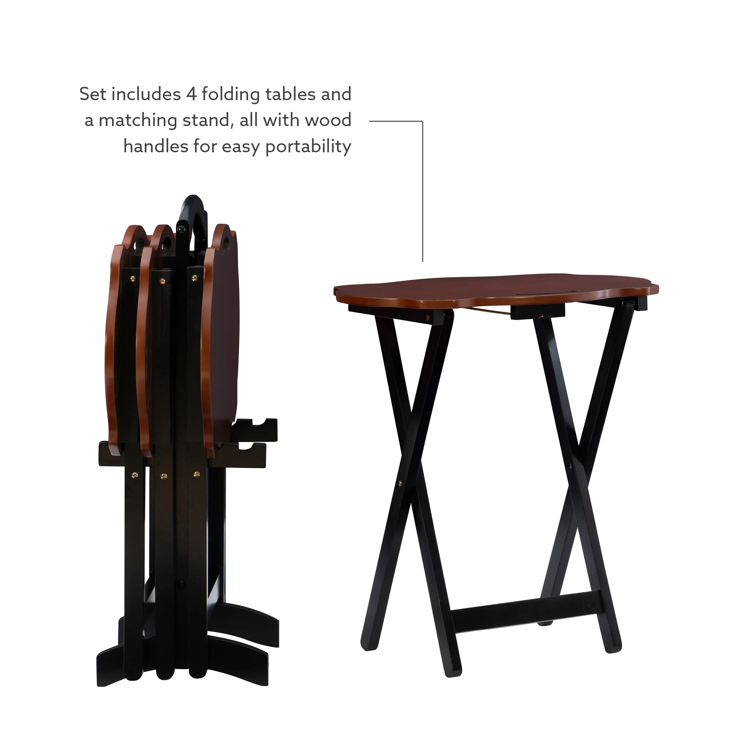 5-Piece Folding Side Table Set, Hazelnut/Black D18073