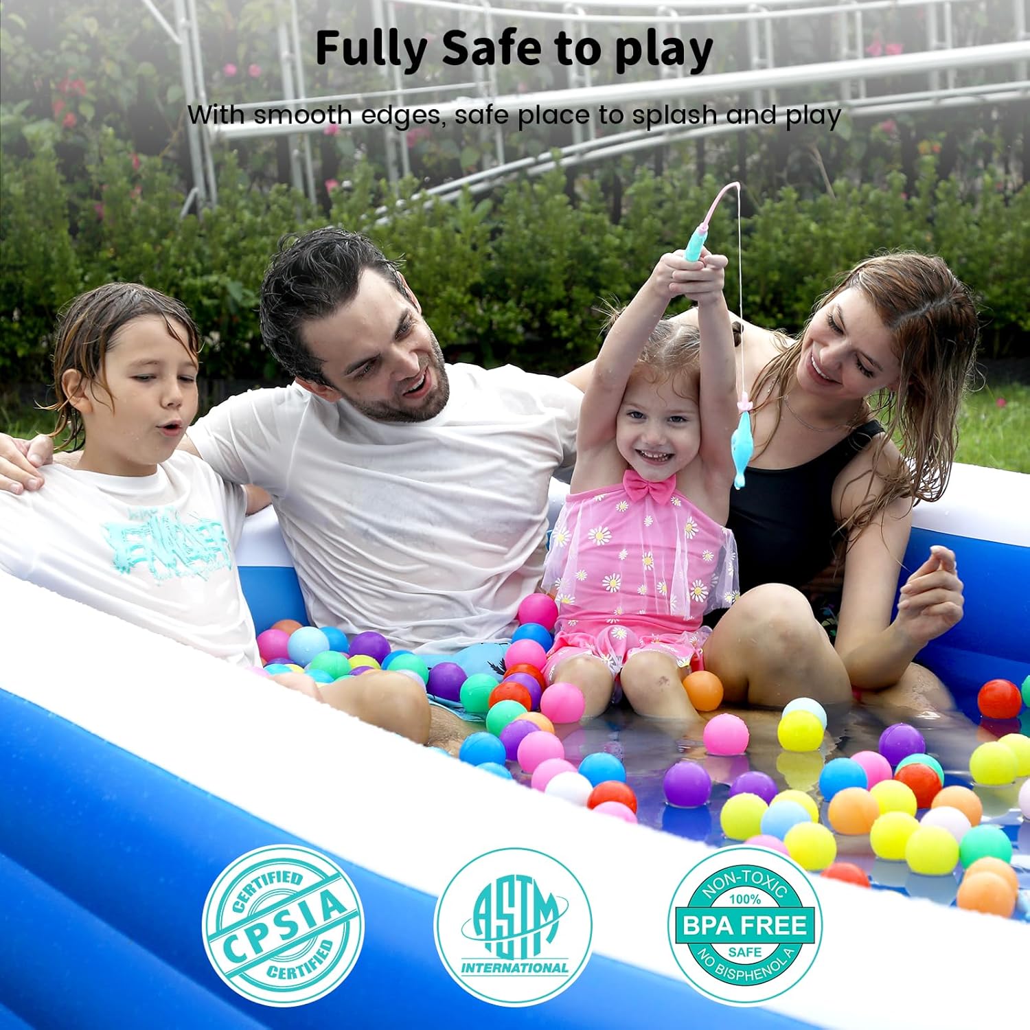 Extra Large Inflatable Pool 130"x 72" x 22" Oversized Blow Up Pool with Pump Q400375
